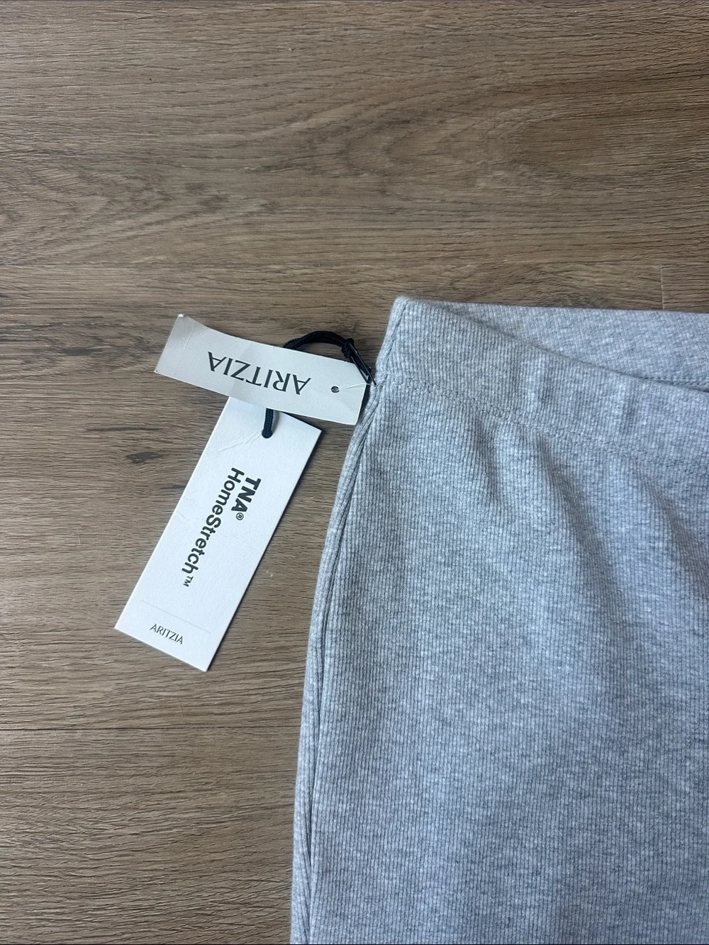 Aritzia Light Heather Gray Rib Knit Flare Pants - Picture 2 of 3